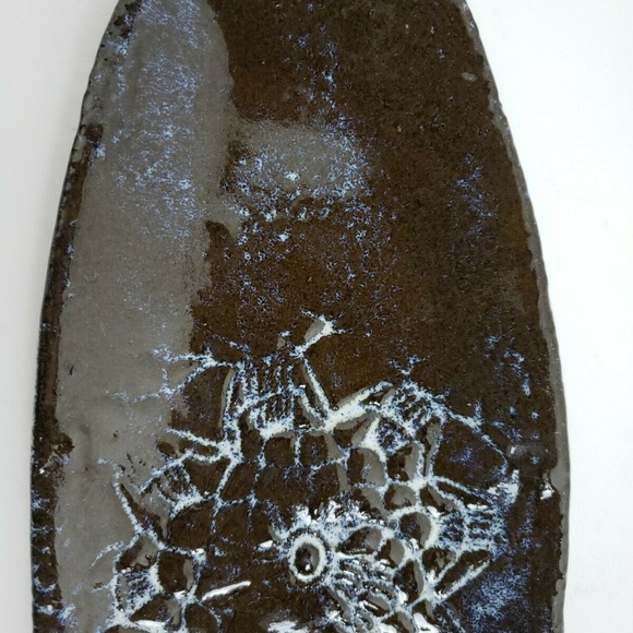 Handmade Modern Art Pottery Floral Tray Platter - Picture 5 of 7